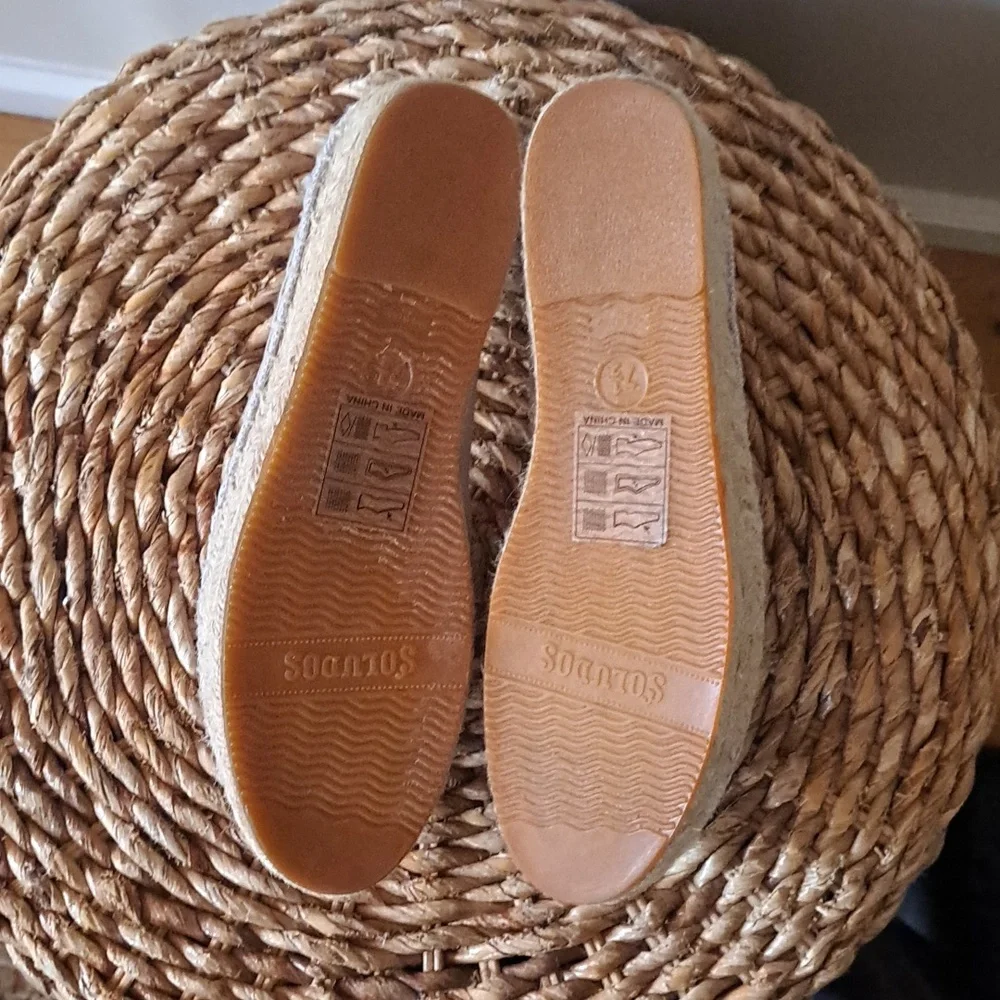 NWOT SOLUDOS Womens Summer/Preppy Grey Canvas Smoking‎ Espadrille Loafers 7.5